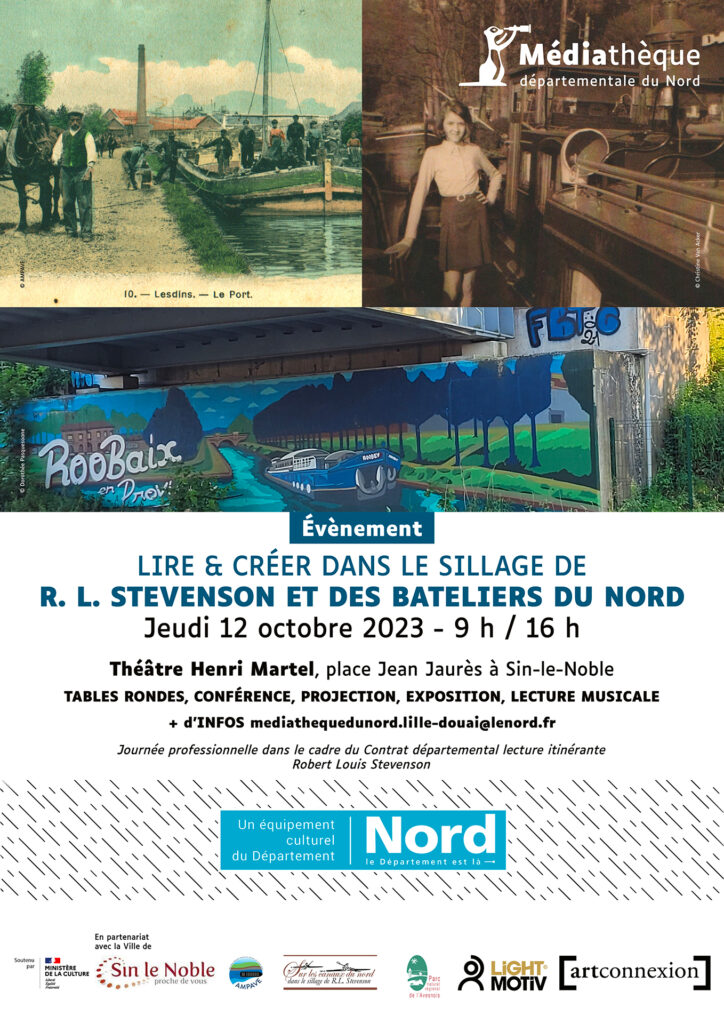 Affiche de la journée d’étude « Lire et créer dans le sillage de R.L. Stevenson et des bateliers du Nord »