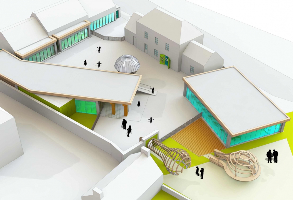 Plan 3D du projet de matali crasset. Les différents volumes, espaces et installations y sont présents.